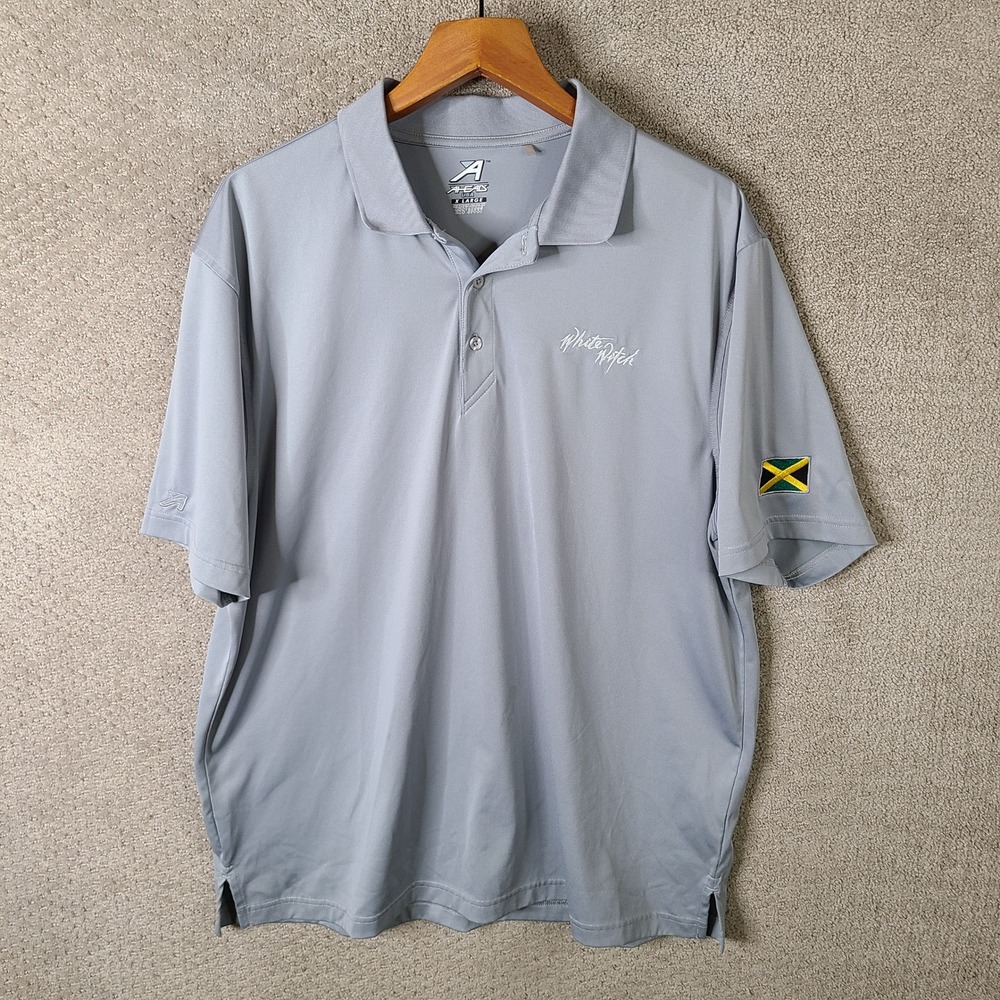 Ahead USA Shirt Mens XL‎ Polo Gray White Witch Jamaica Flag Golf Athletic